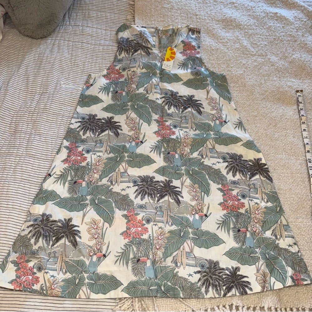 NWT C+C California Summer Linen Sleeveless Shift Dress small